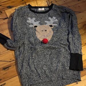 Shrinking Violet Gray Reindeer Crewneck Sweater